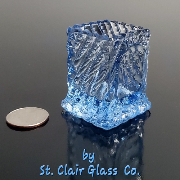 St. Claire Glass Other - 1972 St. Clair Glass Light Blue Art Glass Festival Souvenir Toothpick Holder
